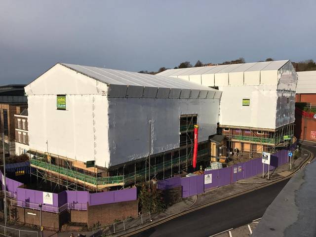 Scaffolding work: Temporary roof, High Wycombe